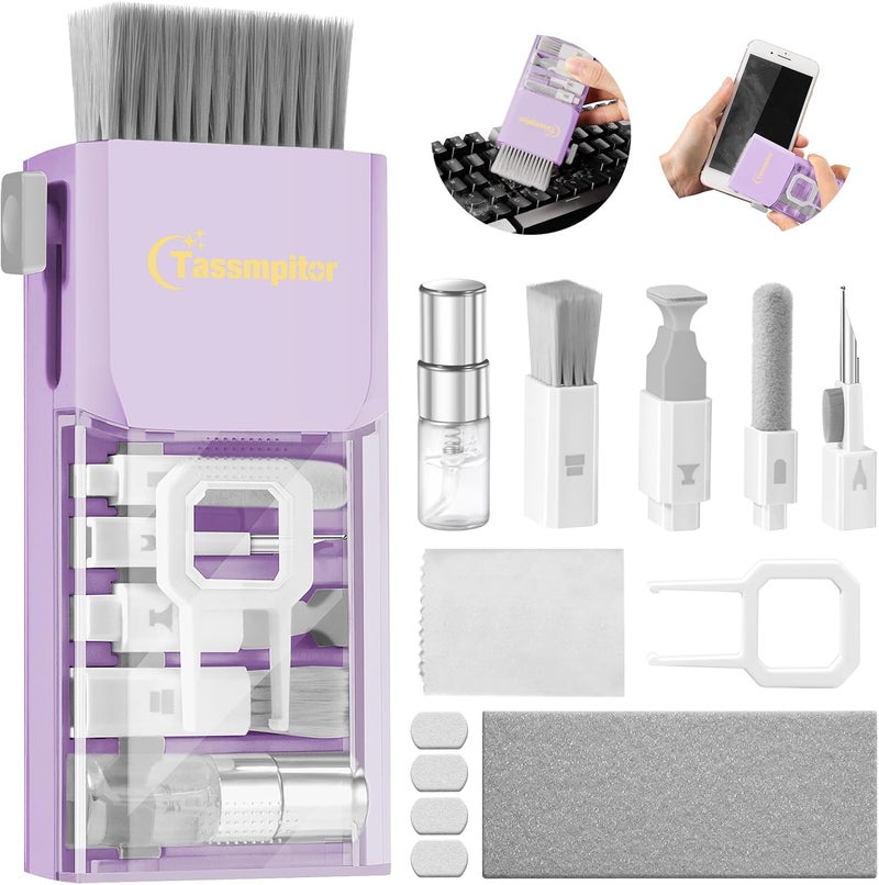 Tassmpitor Laptop Screen Keyboard Cleaner Kit, All in 1 Electronic Cleaning Tool for MacBook iPad iPhone Pro Cell Phone, Brush Tool for Tablet, Computer, PC Monitor,TV Camera Lens with Patent, Purple - Image 1